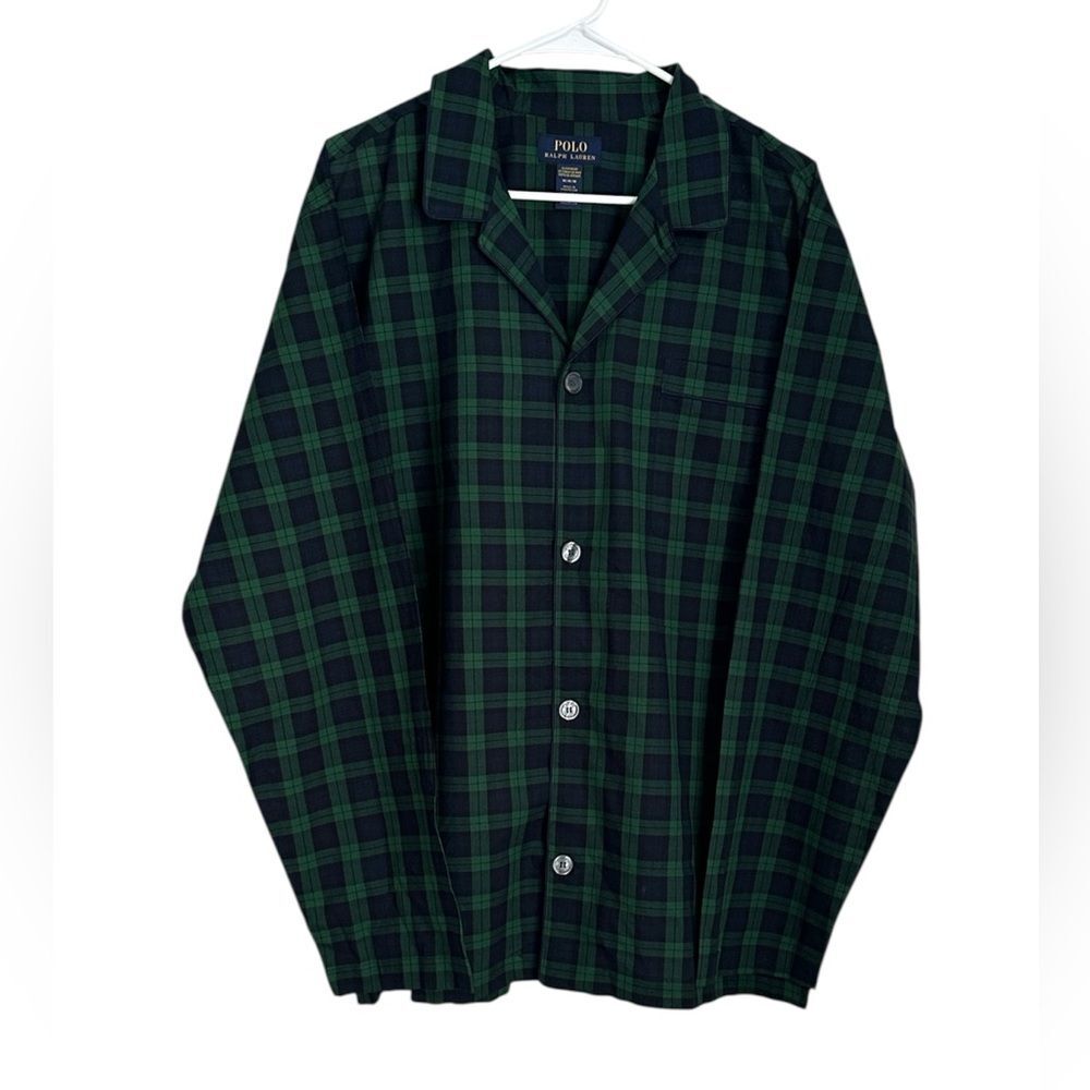 Polo Ralph Lauren Green Navy Plaid Pajama Top 100% Cotton Men’s Size M NWT